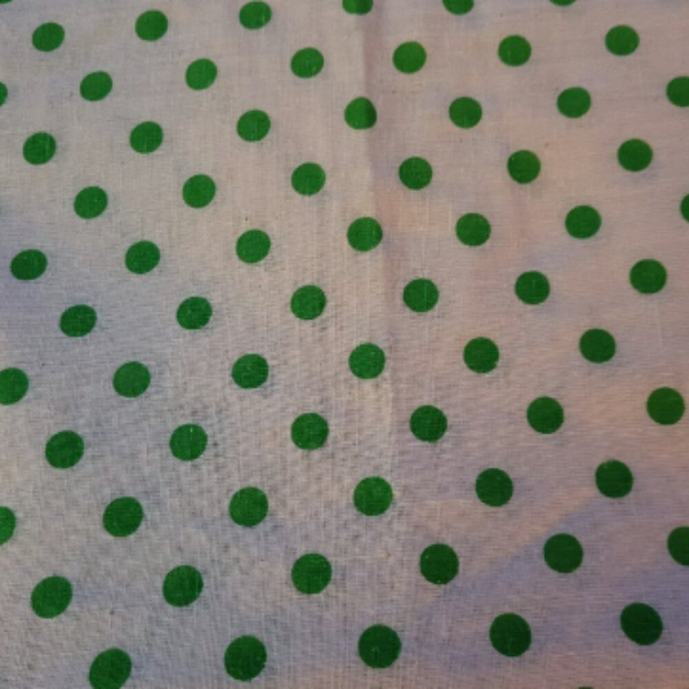 2 Yards Green Polka-dot Linen Fabric